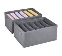 Eucomir Large Capacity Wardrobe 2 Pack Clothes Organiser 6 Cells/Compartments, Thickened Non-woven Closet Storage Box, Foldable Clothes Organizers for Hoodies, Jumper and Sweater