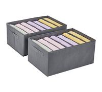 Eucomir Large Capacity Wardrobe Clothes Organiser 7 Cells/Compartments, Pack of 2, Thickened Non-woven Closet Storage Box, Foldable Clothes Organizers for Jeans, Pants, Jogger