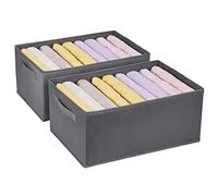 Eucomir Large Capacity Wardrobe Clothes Organiser 9 Cells/Compartments, Set of 2, Thickened Non-woven Closet Storage Box, Foldable Clothes Organizers for T-shirts, Leggings