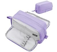 Eucomir Large Pencil Case Stationery Organizer with 4 Compartments, Light Purple