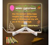 Eucomir Light up Memo,LED Message Board with 7 Colors Pen/Stand,Acrylic Board 20x20CM,Acrylic Dry Erase Board,Note Memo Illuminated Wordpad,Arts Doodle Notepad for Child Home School Office