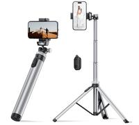 EUCOS Metal Phone Tripod Stand, 67" Tripod for Phone with Remote & Lightweight Camera Tripod Stand, Sturdy Extendable Cell Phone Tripod for iPhone/Android
