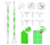 Eudaicful Rhinestone Picker Tool Kit Green with 12 Upgraded Plastic Replacement Tips