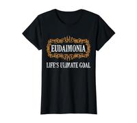 Eudaimonia Vintage Stoicism Value Graphic T-Shirt, Women, Black, S
