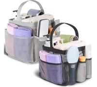 EUDELE 2 Pack Mesh Shower Caddy Portable for College Dorm Room Essentials, Shower Caddy Dorm with 8-Pocket Large Capacity,Shower Bag for Beach,Swimming,Gym All Black+All Grey