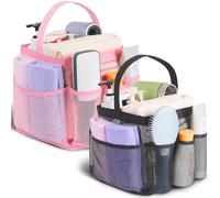 EUDELE 2 Pack Mesh Shower Caddy Portable for College Dorm Room Essentials, Shower Caddy Dorm with 8-Pocket Large Capacity,Shower Bag for Beach,Swimming,Gym All Black+All Pink