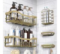 EUDELE 5-Pack Rustproof Stainless Steel Shower Caddy - No Drill Adhesive Bathroom Organizer with Large Capacity, Spacious Shower Shelves for Inside Shower, Kitchen & Home Decor Storage-XL Size