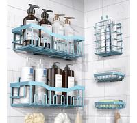 EUDELE 5-Pack Rustproof Stainless Steel Shower Caddy - No Drill Adhesive Bathroom Organizer with Large Capacity, Spacious Shower Shelves for Inside Shower, Kitchen & Home Decor Storage-XL Size