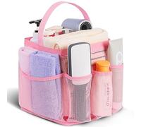 EUDELE Mesh Shower Caddy Portable for College Dorm Room Essentials,Portable Shower Caddy Dorm with 8-Pocket Large Capacity, Shower Bag for Beach, Swimming, Gym-Pink
