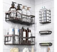 Eudele Shower Caddy 5 Pack,Adhesive Organizer for Bathroom Storage&Home Decor&Kitchen,No Drilling,Large Capacity,Rustproof Stainless Steel Organizer,Shower Shelves Inside Shower, XYJ-01
