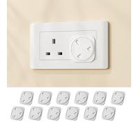 EUDEMON 12 Pack Baby Safety Plug Socket Covers, Childproof UK Three-pin Outlet Plug Covers, Easy to Use (White)