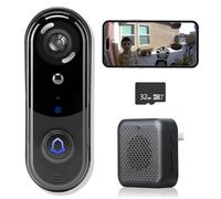 eudic Doorbell Camera Wireless, Video Doorbell with 32GB SD Card/Cloud Storage,Night Vision, 2-Way Audio, PIR Motion Detection, 2.4Ghz WiFi,Alert (J1-1080P)