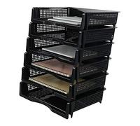 Eudokky 6 Tiers Stackable Letter Tray, A4 Paper Desk File Organiser Tray, Black Desk Organiser File Holder
