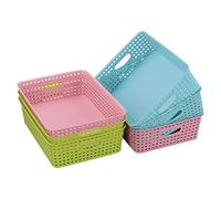 Eudokky Storage Baskets for A4 Paper Set of 6, Colored Shallow Plastic Basket
