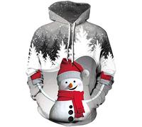 EUDOLAH Men's Hoodie Christmas costume 3d printed snowman reindeer socking cats long sleeve jumper(3XL,grey 346)