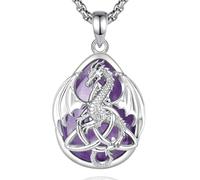 EUDORA Dragon Celtic Trinity Knot Amethyst Necklace for Women Men