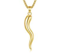 EUDORA Harmony Ball 18K Gold Plated Sterling Silver Italian Horn Necklace for Women Men, Cornicello Necklaces Lucky Pendant for Protection Italian Pepper Amulet Jewelry Original Gift, 22"+2"