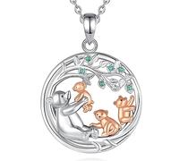 EUDORA Harmony Ball 925 Sterling Silver Animal Mama Necklace for Women Men, Lion Bear Birds Lion Mom Daughter Pendant Mother's Day Gift for Mama