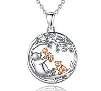 EUDORA Harmony Ball 925 Sterling Silver Animal Mama Necklace for Women Men, Lion Bear Birds Lion Mom Daughter Pendant Mother's Day Gift for Mama