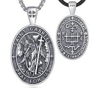 EUDORA Harmony Ball 925 Sterling Silver Archangel Gabriel Necklace Saint Gabriel Medal for Women Men, Vintage St. Gabriel Protection Amulet Pendant Christian Islam Jewelry Gifts, 24"+20"