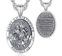 EUDORA Harmony Ball 925 Sterling Silver Archangels Necklace for Women Men, Saint Christopher Medal St Michael Virgin Mary St Benedict Pendant Original Protection Amulet Jewelry Gift, 22"+2"