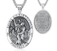 EUDORA Harmony Ball 925 Sterling Silver Archangels Necklace for Women Men, Saint Christopher Medal St Michael Virgin Mary St Benedict Pendant Original Protection Amulet Jewelry Gift, 22"+2"