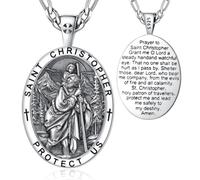 EUDORA Harmony Ball 925 Sterling Silver Archangels Necklace for Women Men, Saint Christopher Medal St Michael Virgin Mary St Benedict Pendant Original Protection Amulet Jewelry Gift, 22"+2"