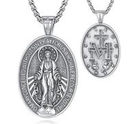 EUDORA Harmony Ball 925 Sterling Silver Archangels Necklace for Women Men, Saint Christopher Medal St Michael Virgin Mary St Benedict Pendant Original Protection Amulet Jewelry Gift, 22"+2"
