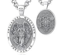 EUDORA Harmony Ball 925 Sterling Silver Archangels Necklace for Women Men, Saint Christopher Medal St Michael Virgin Mary St Benedict Pendant Original Protection Amulet Jewelry Gift, 22"+2"