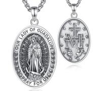EUDORA Harmony Ball 925 Sterling Silver Archangels Necklace for Women Men, St Christopher Medal St Michael Virgin Mary St Benedict Pendant Original Protection Religion Amulet Jewelry Gift, 22"+2"