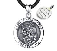 EUDORA Harmony Ball 925 Sterling Silver Archangels Necklace for Women Men, St Christopher Medal St Michael Virgin Mary St Benedict Pendant Original Protection Religion Amulet Jewelry Gift, 22"+2"