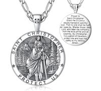 EUDORA Harmony Ball 925 Sterling Silver Archangels Necklace for Women Men, St Christopher Medal St Michael Virgin Mary St Benedict Pendant Original Protection Religion Amulet Jewelry Gift, 22"+2"