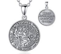 EUDORA Harmony Ball 925 Sterling Silver Archangels Necklace for Women Men, St Christopher Medal St Michael Virgin Mary St Benedict Pendant Original Protection Religion Amulet Jewelry Gift, 22"+2"