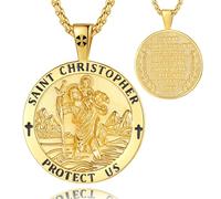 EUDORA Harmony Ball 925 Sterling Silver Archangels Necklace for Women Men, St Christopher Medal St Michael Virgin Mary St Benedict Pendant Original Protection Religion Amulet Jewelry Gift, 22"+2"