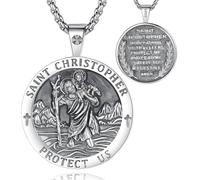 EUDORA Harmony Ball 925 Sterling Silver Archangels Necklace for Women Men, St Christopher Medal St Michael Virgin Mary St Benedict Pendant Original Protection Religion Amulet Jewelry Gift, 22"+2"