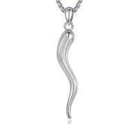 EUDORA Harmony Ball 925 Sterling Silver Italian Horn Necklace for Women Men, Cornicello Necklaces Lucky Pendant for Protection Amulet Italian Pepper Jewelry Gifts, 20+2"