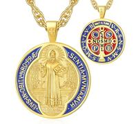 EUDORA Harmony Ball 925 Sterling Silver Medalla de San Benito St Benedict Medal Necklace for Women Men, St Saint Benedict Medals Pendant Christian Catholic Jewelry Protection Gifts, 22"+2"