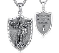 EUDORA Harmony Ball 925 Sterling Silver Saint Michael Necklace Medal for Women Men, St Michael Archangel Pendant Medalla de San Miguel Arcangel Amulet Shield Christian Jewelry Gifts, 22+2"
