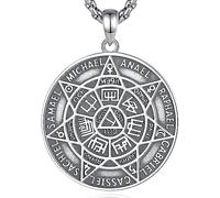 EUDORA Harmony Ball 925 Sterling Silver Seal of the Seven Archangels Necklace for Women Men, St Michael Pendant Medallion Spiritual Protection Amulet Talisman Jewelry Gift for Husband Dad, 24"