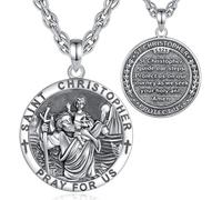 EUDORA Harmony Ball 925 Sterling Silver St Christopher Medal for Women Men, Saint Christopher Necklace Mens St. Christopher Pendant Protection Religion Amulet Jewelry Gift, 22"+2"