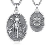 EUDORA Harmony Ball Aphrodite Greek Goddess Necklace for Women Sterling Silver S925, Aphrodite Goddess of Love Beauty Desire Fertility Pendant Protector of Sailors Jewelry Gifts, 20"+2"