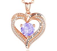 EUDORA Harmony Ball Birthstone Heart Necklace for Women, 925 Sterling Silver June Birthstone Pendant Rose Gold Necklaces, I Love You to the Moon and Back Jewelry Birthday Gift, 20"
