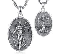 EUDORA Harmony Ball Blind Goddess of Lady Justice Necklace for Women Sterling Silver S925, Greek Roman Angel Scales of Justice Blind Goddess Pendant Vintage Jewelry Gifts for Layers, 20"+2"