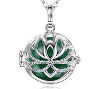 EUDORA Harmony Ball Bola Necklace Pendant Lotus Yoga with Music Wishing Chime Ball for Women Mother Baby Beautiful Jewellery Gift 45" 30" Chain, Metal, without stone