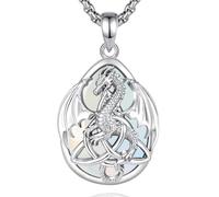 EUDORA Harmony Ball Celtic Dragon Trinity Knot Obsidian Necklace for Women | Silver-Plated Copper Dragon Obsidian Pendant Crystal Amulet Energy Celtic Irish Jewelry Gifts for Women Men, 22"/24"