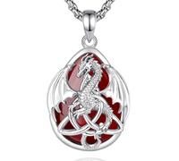 EUDORA Harmony Ball Celtic Dragon Trinity Knot Obsidian Necklace for Women | Silver-Plated Copper Dragon Obsidian Pendant Crystal Amulet Energy Celtic Irish Jewelry Gifts for Women Men, 22"/24"