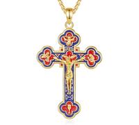 EUDORA Harmony Ball Cross Necklace for Women Men S925 Sterling Silver 18K Gold Plated, Crucifix Necklace Jesus Cross Pendant Religious Faith Jewelry Christian Orthodox Jewelry Gifts, 22"+2"
