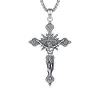 EUDORA Harmony Ball Crucifix Cross Necklace for Women Men S925 Sterling Silver, Crucifix Necklace Jesus Cross Pendant for Protection Faith Jewelry Christian Religious Gifts, 22"+2"