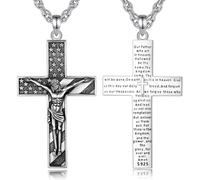 EUDORA Harmony Ball Crucifix Cross Necklace With Bible Verse for Women Men S925 Sterling Silver, Crucifix Necklace Jesus Cross Pendant Religious Faith Jewelry Christian Jewelry Gifts, 22"+2"