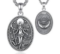 EUDORA Harmony Ball Goddess Nyx Necklace Medal for Women S925 Sterling Silver, Ancient Greek Mythology Primordial Goddess of Night Nyx Pendant Necklaces Vintage Amulet Energy Jewelry Gift, 20"+2"